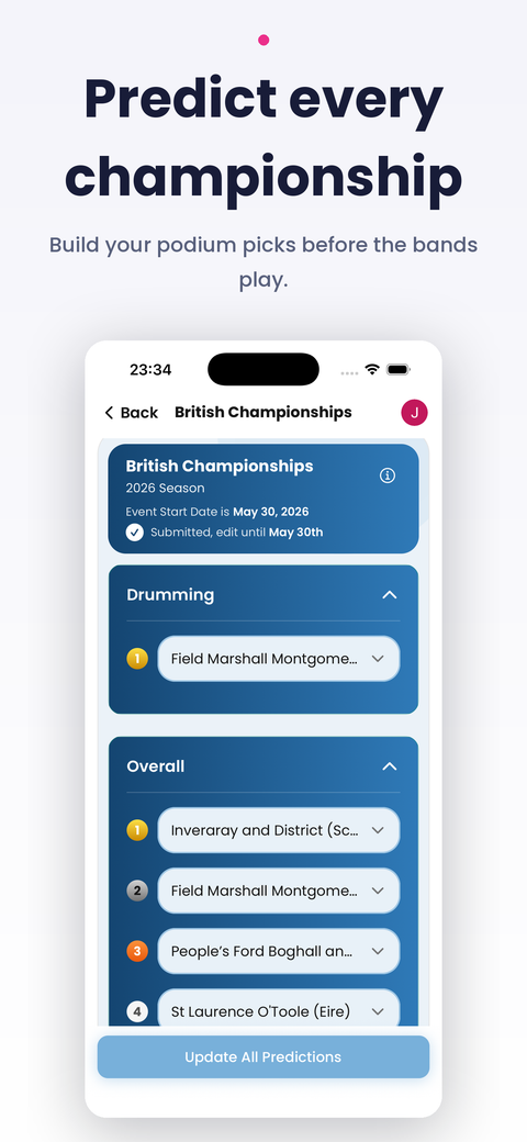 Home screen showing upcoming rounds